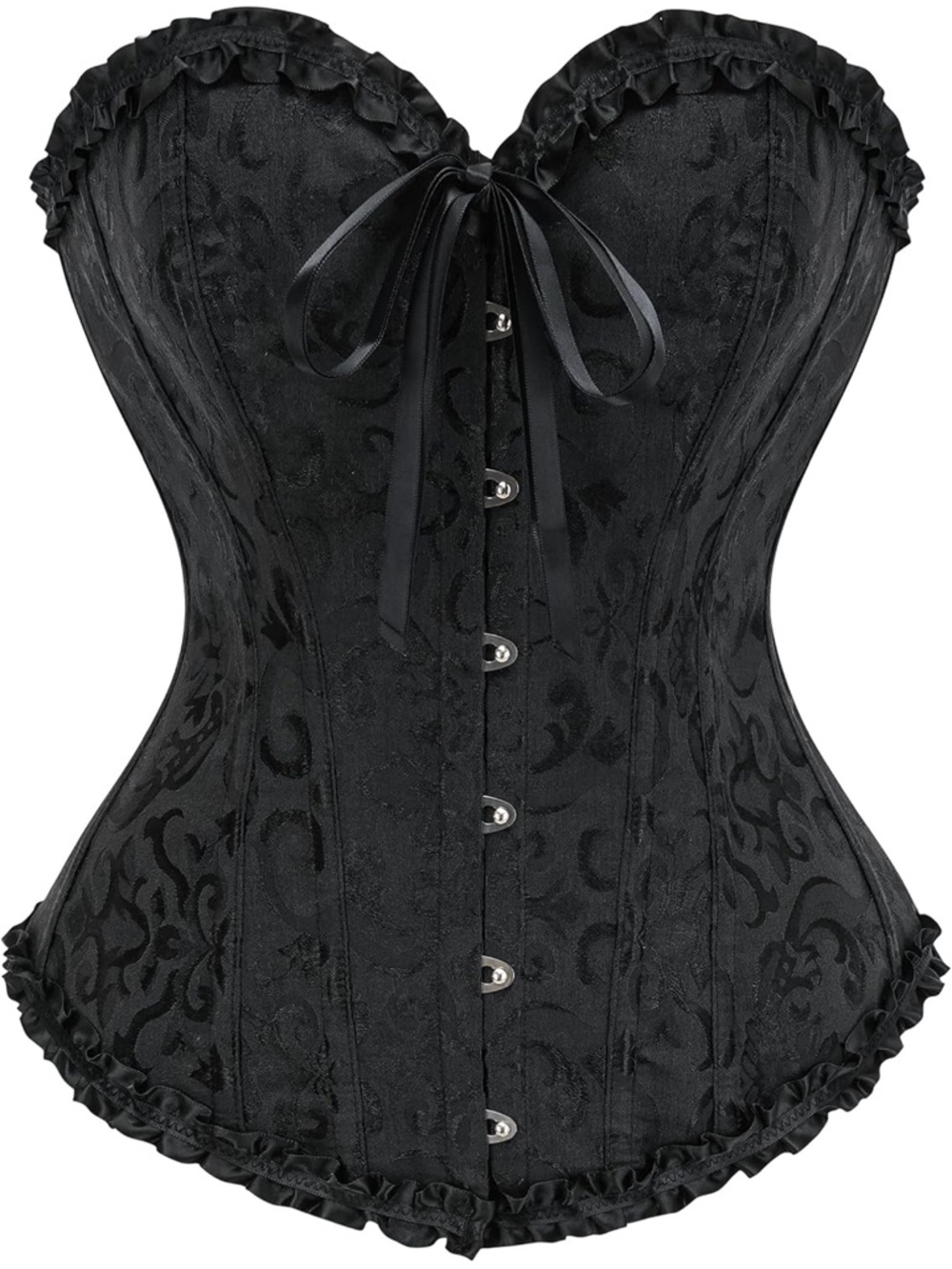 Black Ruffled Lace-Up Corset Top